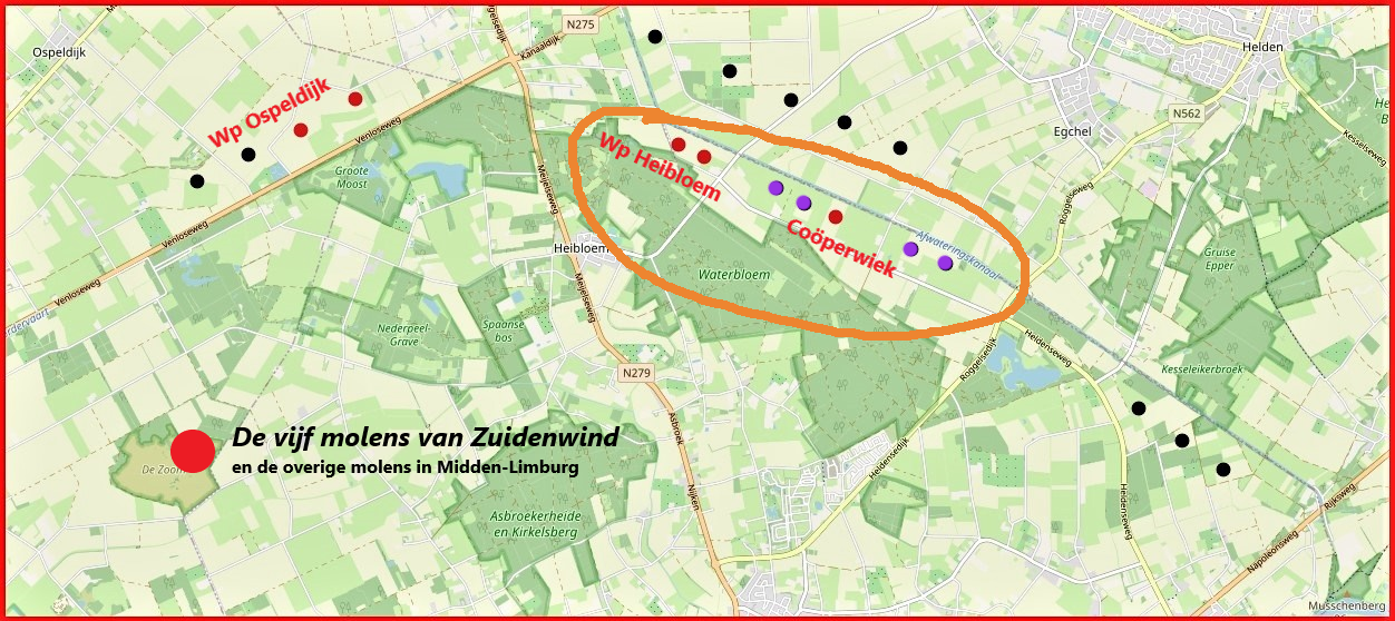 kaartje windmolens Zuidenwind