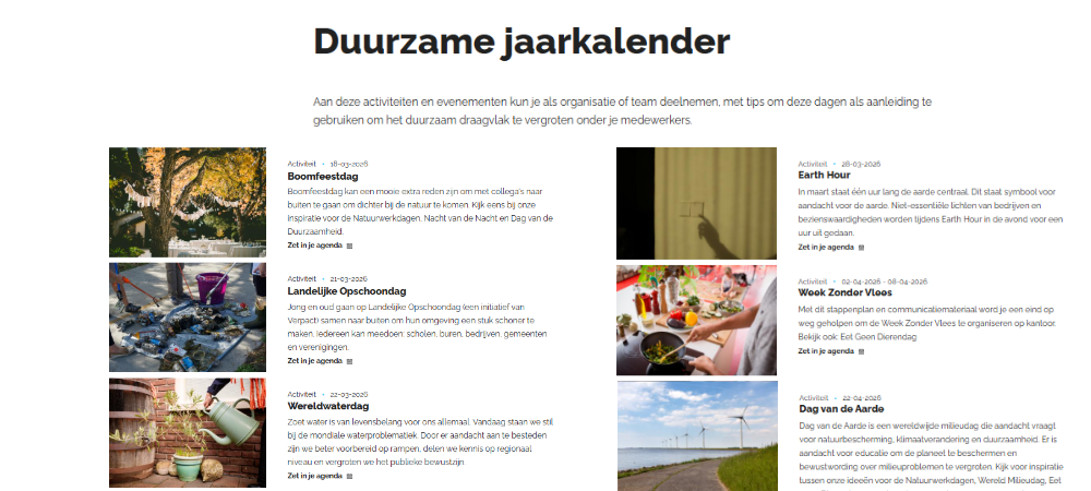 Duurzame jaarkalender 