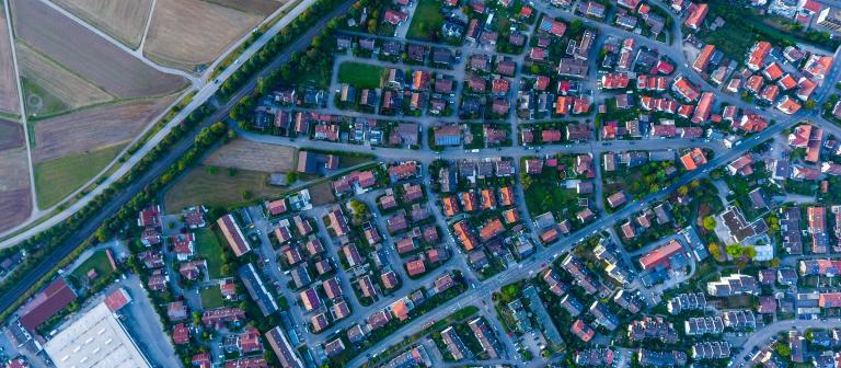 Luchtfoto van woonwijk