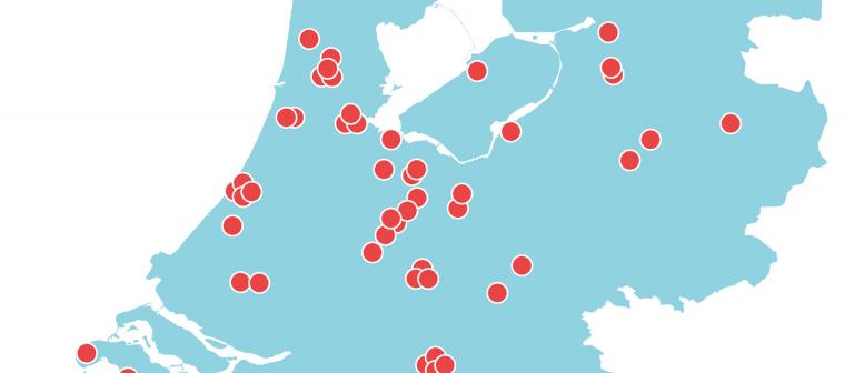 Kaart van Nederland met alle samenwerkingen