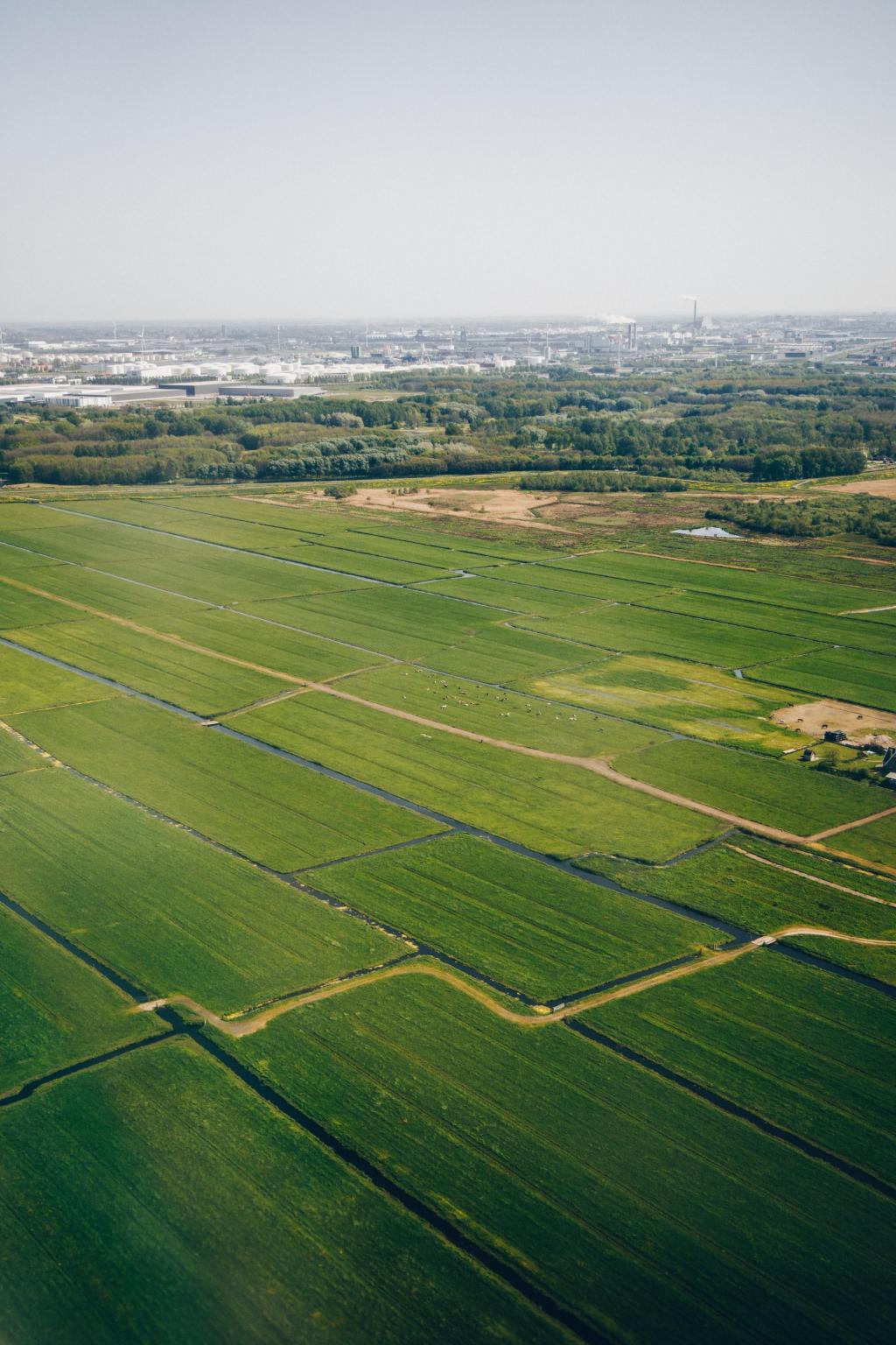 Foto van Nederlandse polder van bovenaf