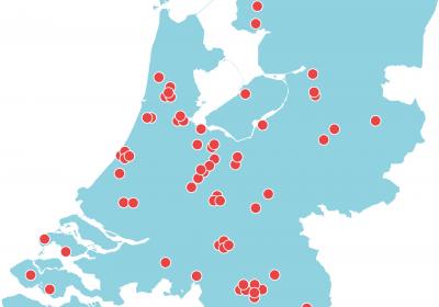 Kaart van Nederland met alle samenwerkingen