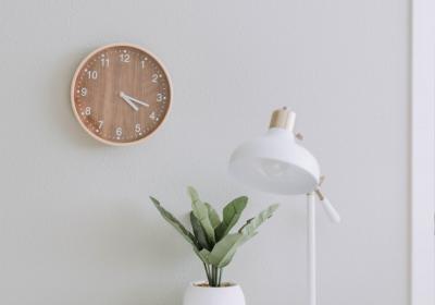 Foto van woonkamer met lamp en plant